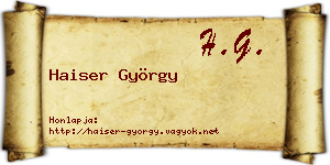 Haiser György névjegykártya